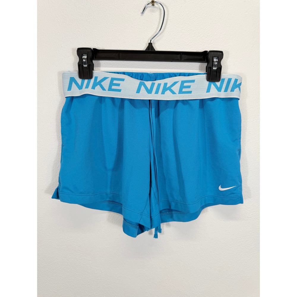 Nike‎ Dri-FIT Women Running Shorts Blue Elastic Waistband Logo Small
